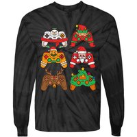 Christmas Santa deer gaming controllers Tie-Dye Long Sleeve Shirt