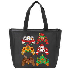 Christmas Santa deer gaming controllers Zip Tote Bag