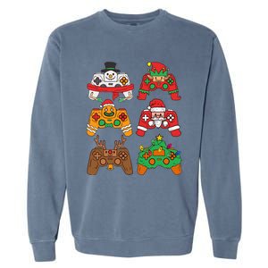 Christmas Santa deer gaming controllers Garment-Dyed Sweatshirt