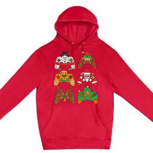 Christmas Santa deer gaming controllers Premium Pullover Hoodie