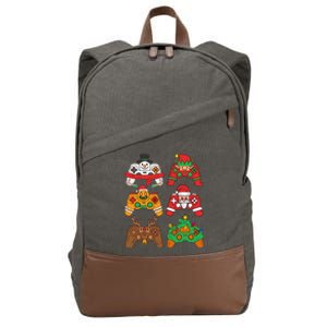 Christmas Santa deer gaming controllers Cotton Canvas Backpack