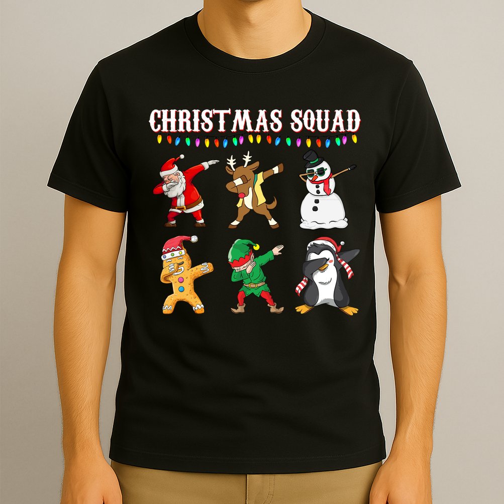 Christmas Squad Dabbing Characters T-Shirt