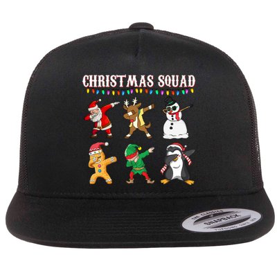 Christmas Squad Dabbing Characters Flat Bill Trucker Hat