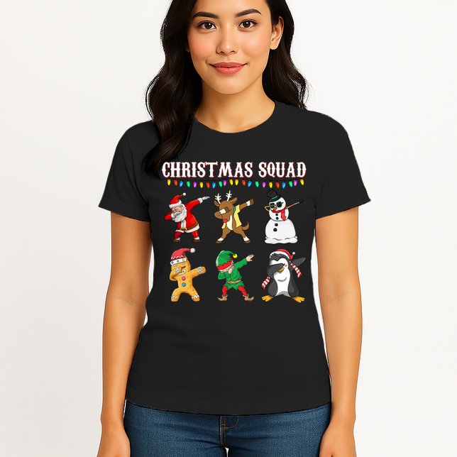 Christmas Squad Dabbing Characters Womens T-Shirt