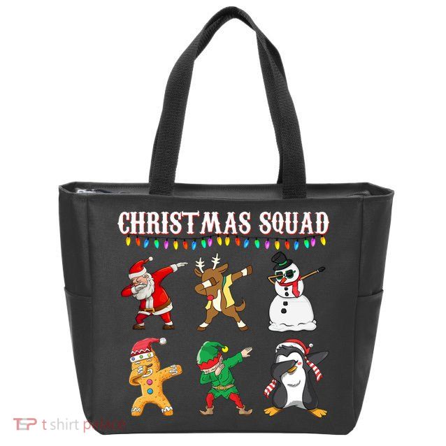 Christmas Squad Dabbing Characters Zip Tote Bag