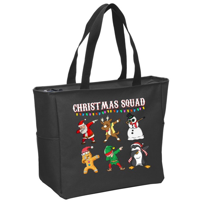 Christmas Squad Dabbing Characters Zip Tote Bag