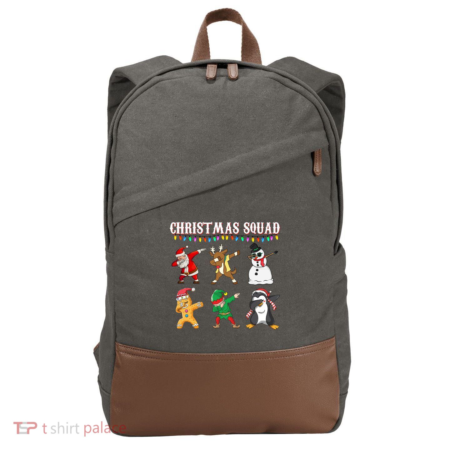 Christmas Squad Dabbing Characters Cotton Canvas Backpack