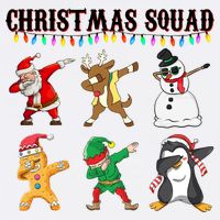 Christmas Squad Dabbing Characters Garment-Dyed Sweatshirt