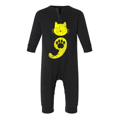 Cat Semicolon Depression Awareness Cat Lover Gift Infant Fleece One Piece