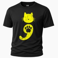 Cat Semicolon Depression Awareness Cat Lover Gift Cooling Performance Crew T-Shirt