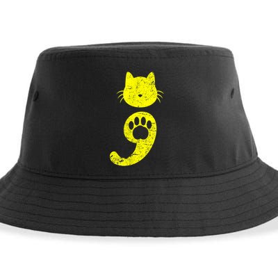 Cat Semicolon Depression Awareness Cat Lover Gift Sustainable Bucket Hat