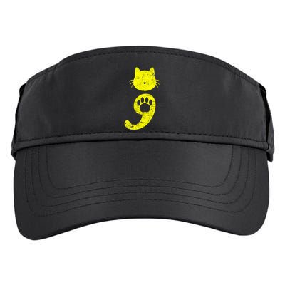 Cat Semicolon Depression Awareness Cat Lover Gift Adult Drive Performance Visor