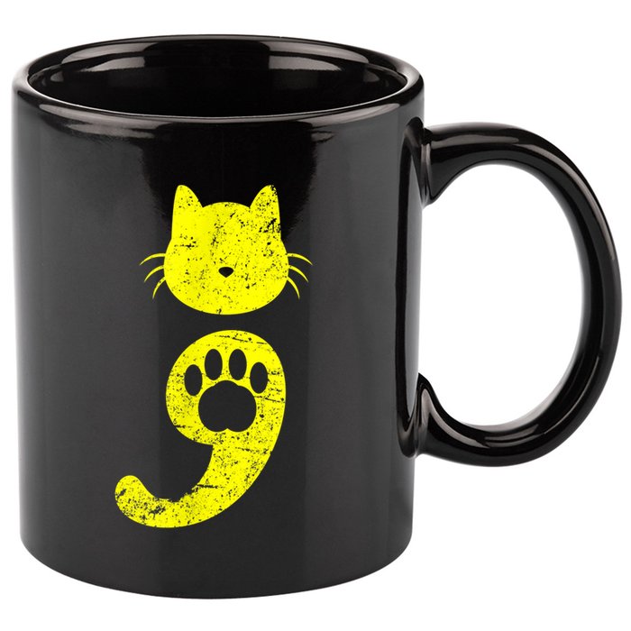 Cat Semicolon Depression Awareness Cat Lover Gift 11oz C Handle Ceramic Mug