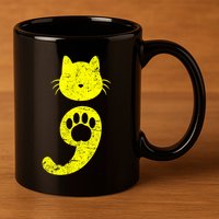 Cat Semicolon Depression Awareness Cat Lover Gift 11oz C Handle Ceramic Mug