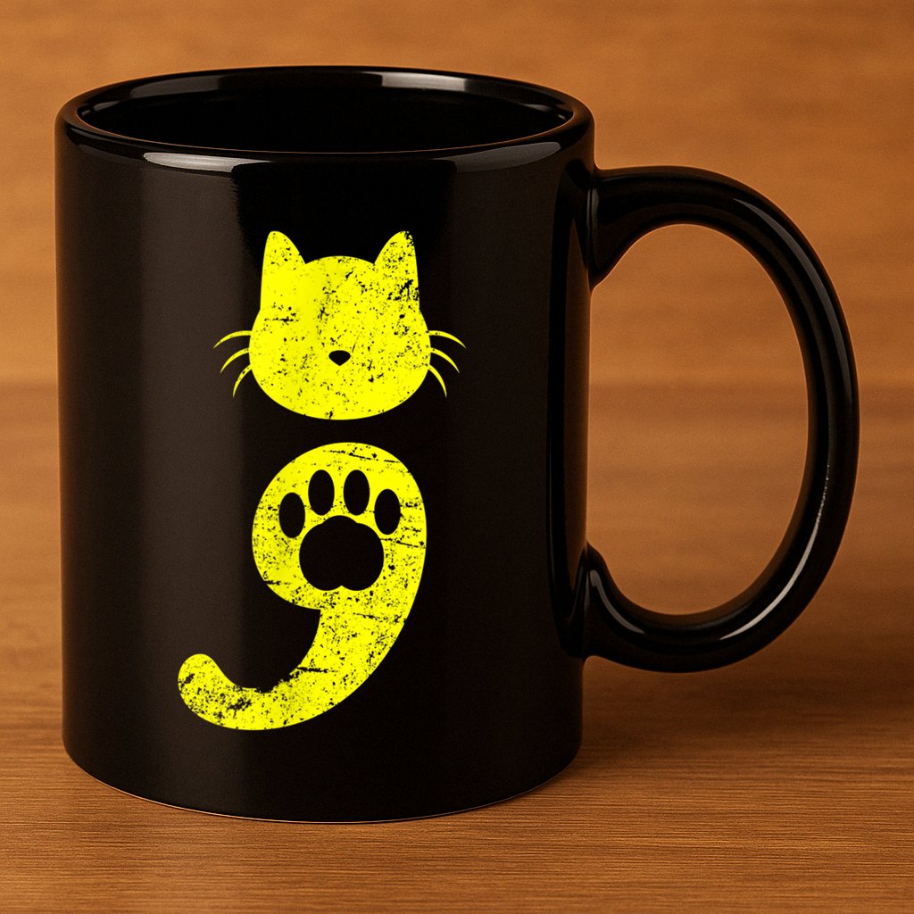 Cat Semicolon Depression Awareness Cat Lover Gift 11oz C Handle Ceramic Mug