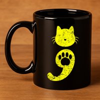 Cat Semicolon Depression Awareness Cat Lover Gift 11oz C Handle Ceramic Mug