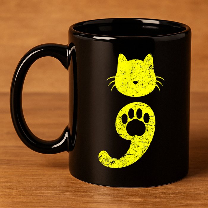 Cat Semicolon Depression Awareness Cat Lover Gift 11oz C Handle Ceramic Mug