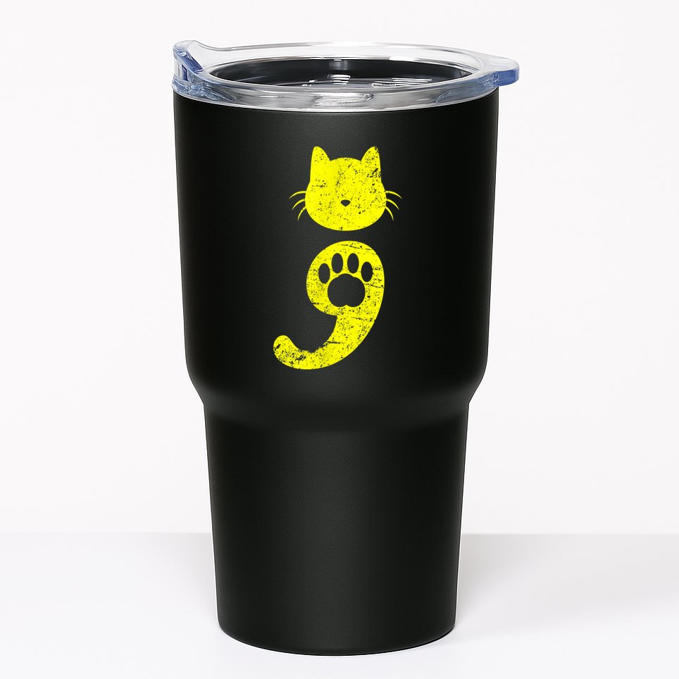 Cat Semicolon Depression Awareness Cat Lover Gift Tumbler