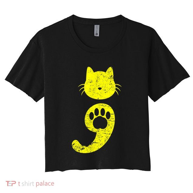 Cat Semicolon Depression Awareness Cat Lover Gift Crop Top
