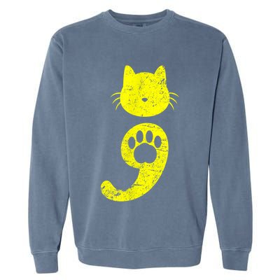 Cat Semicolon Depression Awareness Cat Lover Gift Garment-Dyed Sweatshirt