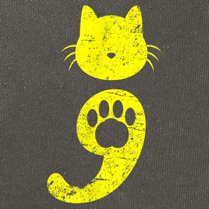 Cat Semicolon Depression Awareness Cat Lover Gift Cotton Canvas Backpack