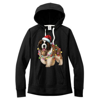 Christmas Santa Dog St Bernard Saint Xmas Dog Lover Gift Women's Fleece Hoodie