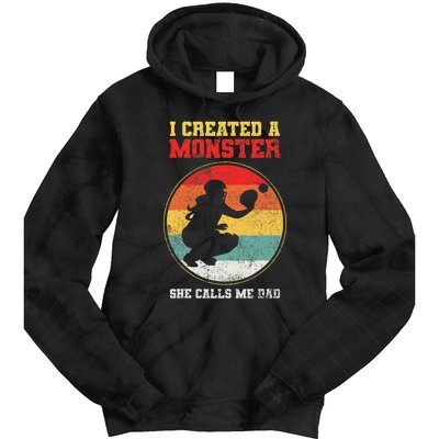 Catcher Softball Dad Fathers Day Tie Dye Hoodie