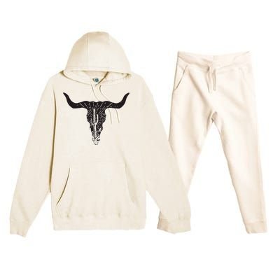 Cow Skull Desert Cactus Boho Longhorn South Western Country Premium Hooded Sweatsuit Set