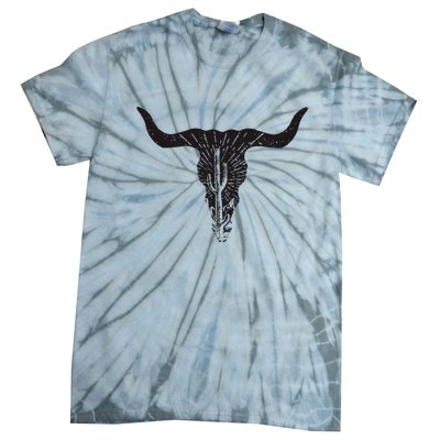 Cow Skull Desert Cactus Boho Longhorn South Western Country Tie-Dye T-Shirt