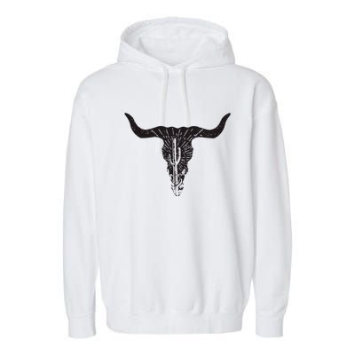 Cow Skull Desert Cactus Boho Longhorn South Western Country Garment-Dyed Fleece Hoodie