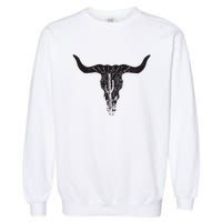 Cow Skull Desert Cactus Boho Longhorn South Western Country Garment-Dyed Sweatshirt