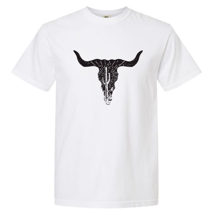 Cow Skull Desert Cactus Boho Longhorn South Western Country Garment-Dyed Heavyweight T-Shirt