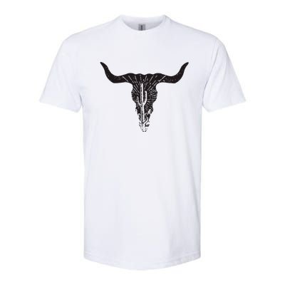 Cow Skull Desert Cactus Boho Longhorn South Western Country Softstyle CVC T-Shirt