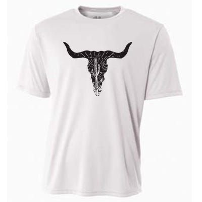 Cow Skull Desert Cactus Boho Longhorn South Western Country Cooling Performance Crew T-Shirt