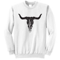 Cow Skull Desert Cactus Boho Longhorn South Western Country Sweatshirt