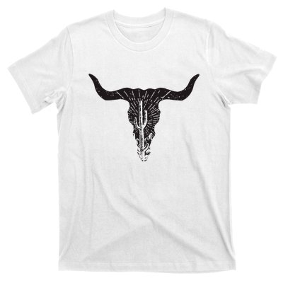 Cow Skull Desert Cactus Boho Longhorn South Western Country T-Shirt