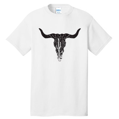 Cow Skull Desert Cactus Boho Longhorn South Western Country Tall T-Shirt