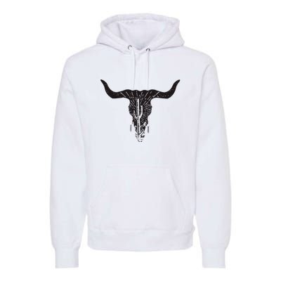 Cow Skull Desert Cactus Boho Longhorn South Western Country Premium Hoodie