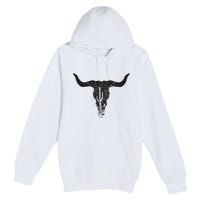 Cow Skull Desert Cactus Boho Longhorn South Western Country Premium Pullover Hoodie