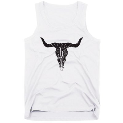 Cow Skull Desert Cactus Boho Longhorn South Western Country Tank Top