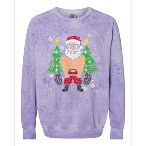 Christmas Santa Deadlift Xmas Weightlift Gym Gift Colorblast Crewneck Sweatshirt