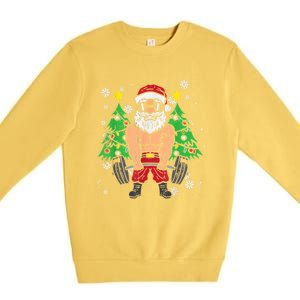 Christmas Santa Deadlift Xmas Weightlift Gym Gift Premium Crewneck Sweatshirt