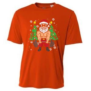 Christmas Santa Deadlift Xmas Weightlift Gym Gift Cooling Performance Crew T-Shirt