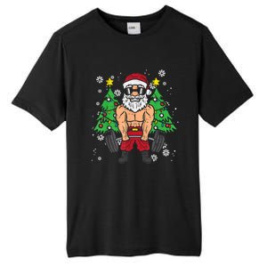 Christmas Santa Deadlift Xmas Weightlift Gym Gift Tall Fusion ChromaSoft Performance T-Shirt