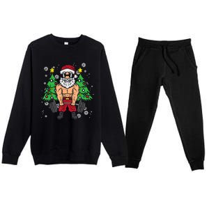 Christmas Santa Deadlift Xmas Weightlift Gym Gift Premium Crewneck Sweatsuit Set