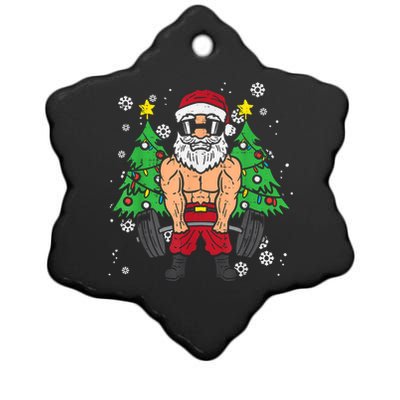 Christmas Santa Deadlift Xmas Weightlift Gym Gift Ceramic Star Ornament