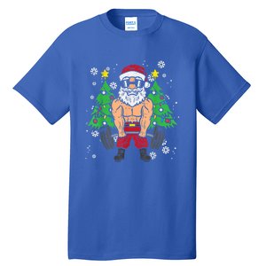 Christmas Santa Deadlift Xmas Weightlift Gym Gift Tall T-Shirt