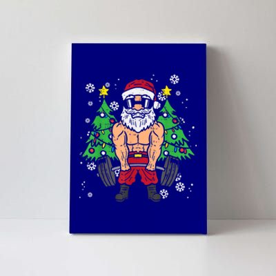 Christmas Santa Deadlift Xmas Weightlift Gym Gift Canvas