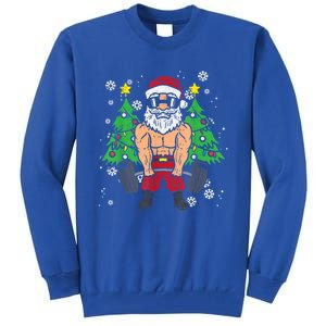 Christmas Santa Deadlift Xmas Weightlift Gym Gift Tall Sweatshirt