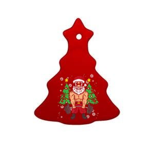 Christmas Santa Deadlift Xmas Weightlift Gym Gift Ceramic Tree Ornament